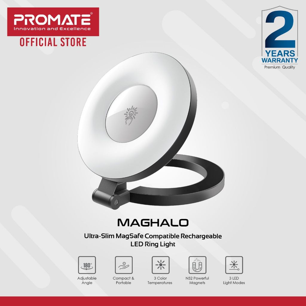 Promate MagHalo Ultra-Slim Magsafe Compatible Rechargeable LED Ring ...