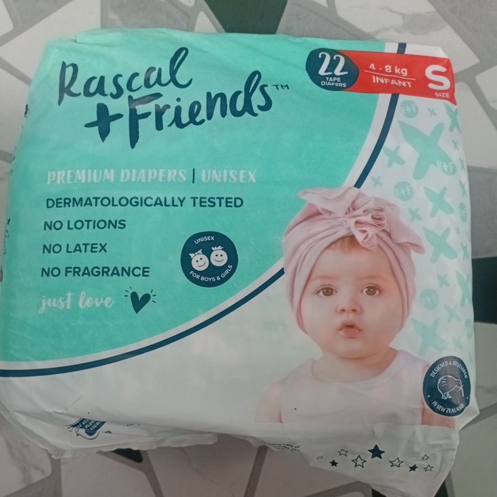 22pcs Rascal + Friends Premium Tape Diapers Small 4-8Kg | Shopee ...