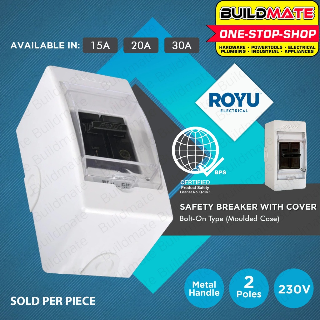 BUILDMATE Royu Safety Breaker with Cover & Outlet 2 Pole 15A | 20A ...
