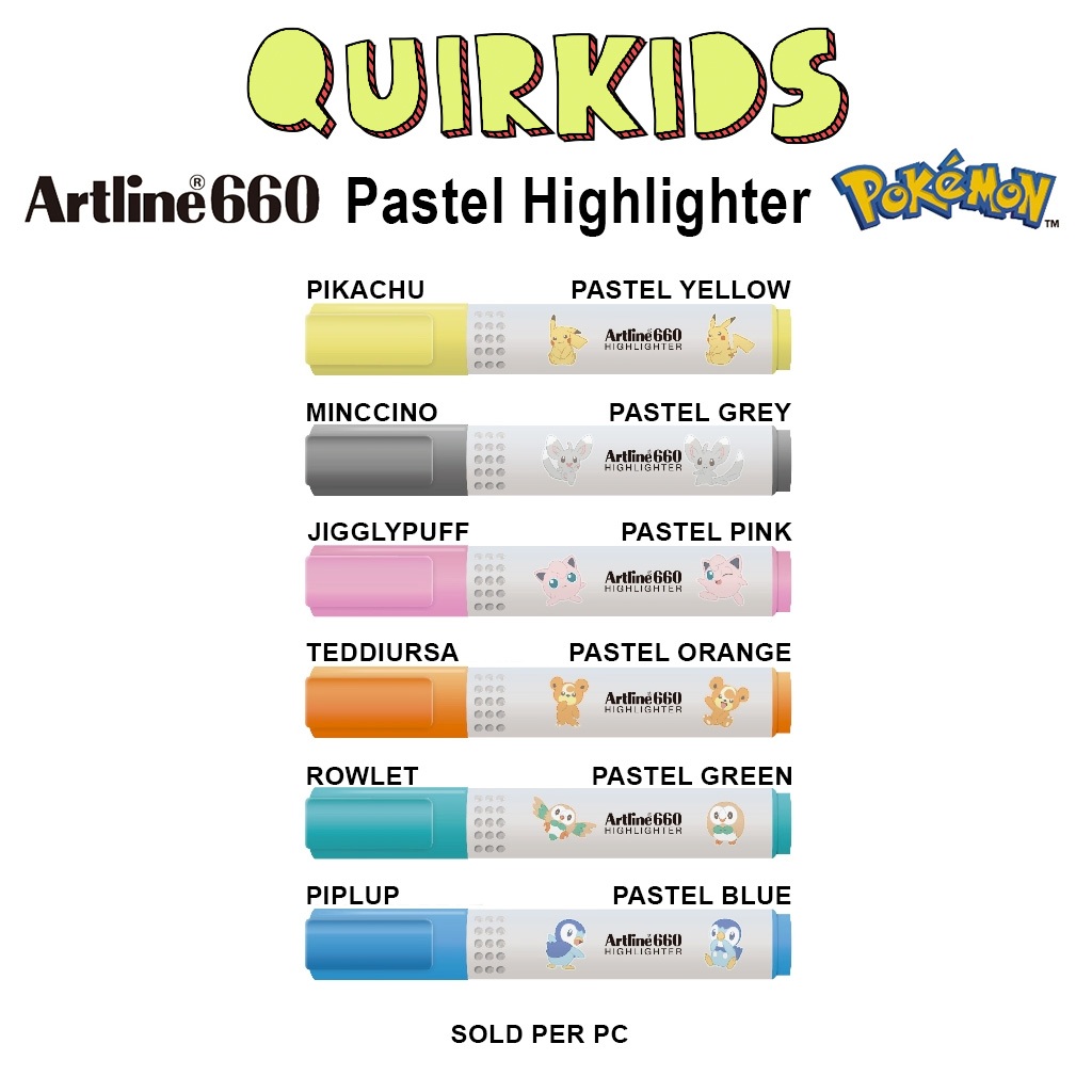 Artline 660 Pokémon Highlighter Pastel Edition | Shopee Philippines