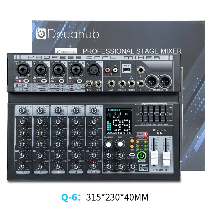 Deuahub F4/F7-USB Professional Audio Mixer 4/7-channel built-in EQ ...