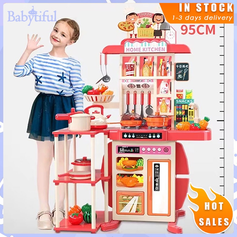 95Cm Big Size Kitchen Kids Cooking Toys Set House Play Tableware ...