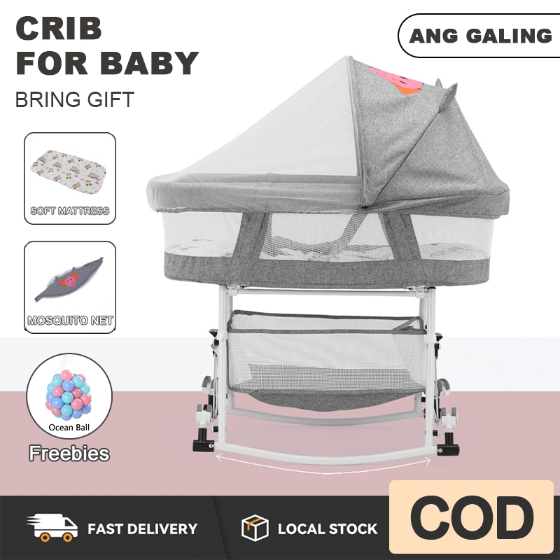 Crib For Baby Foldable Multifunctional with Mosquito Net Storage and ...