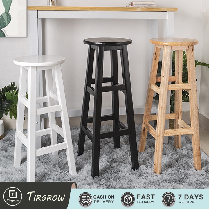 Solid wood bar stool solid wood round stool Nordic wood bar stool  restaurant stool milk tea stool