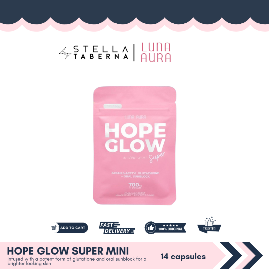 LUNA AURA Hope Glow Super Mini Advanced S-Acetyl Glutathione Oral Sunblock  Whitening 14 Capsules | Shopee Philippines
