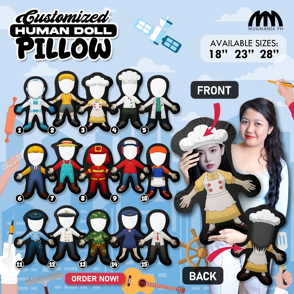 Customized Human Doll Pillow - Mugmania - Profession Human Doll Pillow ...