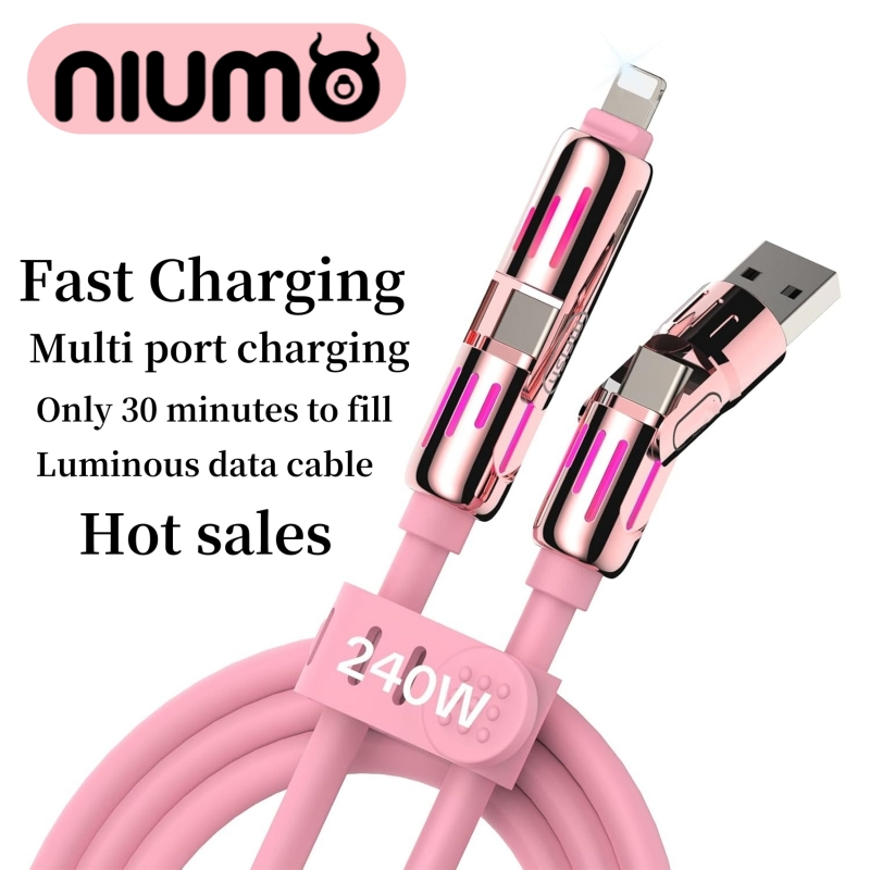 NIUMO PD 240W 4-in-1 Fast Charging Cable 1.2M LED Light charger type c ...