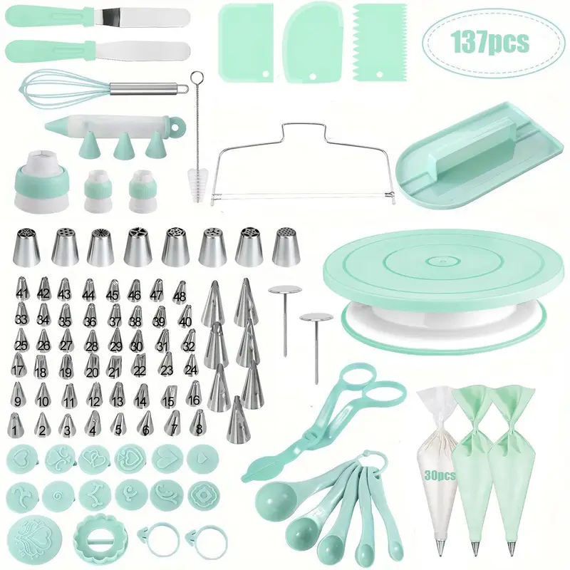 137Piece Ultimate Cake Decorating Kit with Cake Turntable - Stainless ...
