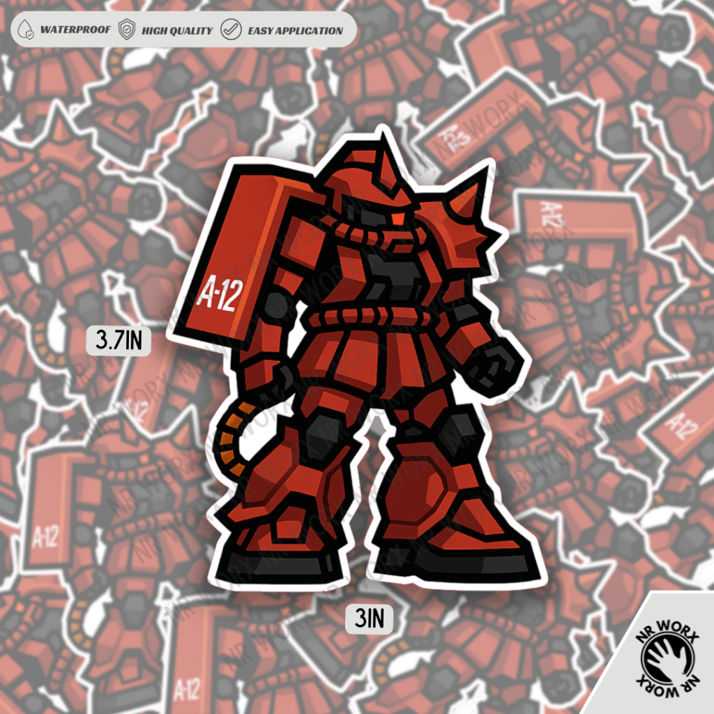 Char's Zaku II Mobile Suit Gundam Laminated Vinyl Sticker Anime Gaming ...