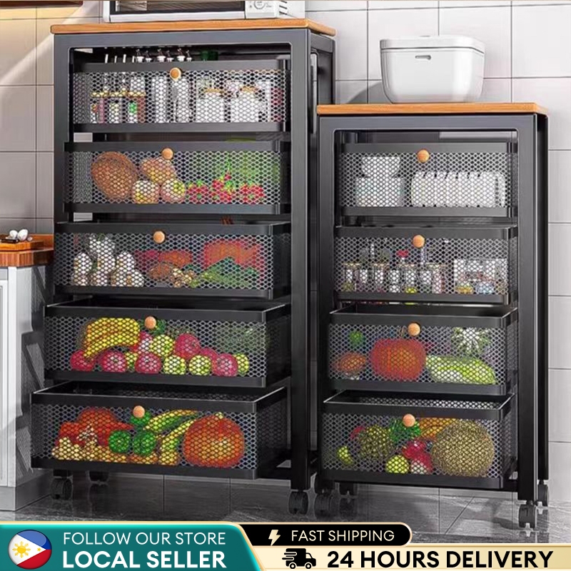 3/4/5 Layers Kitchen Rack Dustproof Storage Cabinet Carbon Steel Multi ...