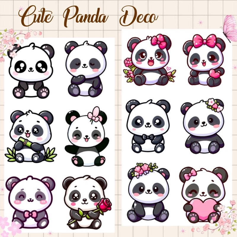 Cute Panda Decorative Waterproof Vinyl Sticker Pack | Shopee Philippines