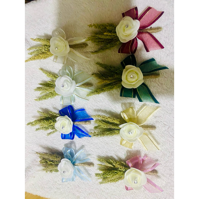Ribbon dried flower Chest Corsage with pin all color available | Shopee ...