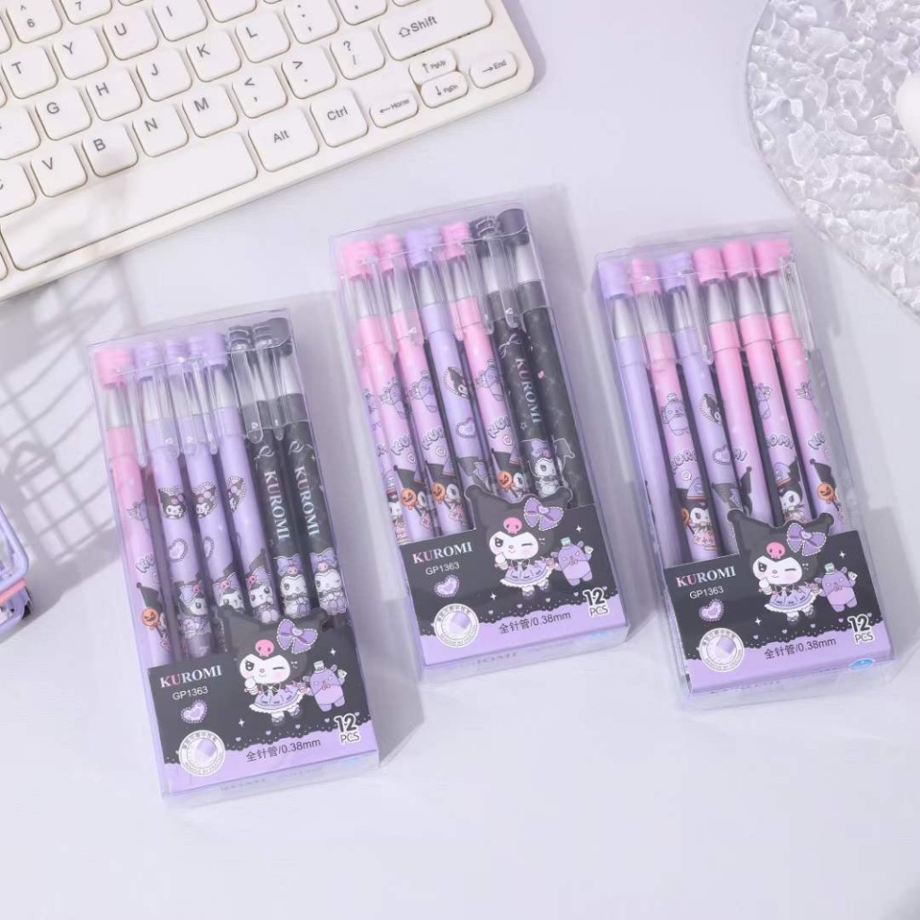 GP1363 KAPCAT 1Box/12Pcs black ink erasable gel pen Kuromi style ...