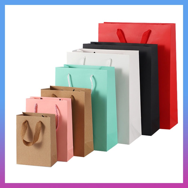 Kraft Paper Bag Plain Rope Handle Hand bag Gift Bag Paperbag per pcs