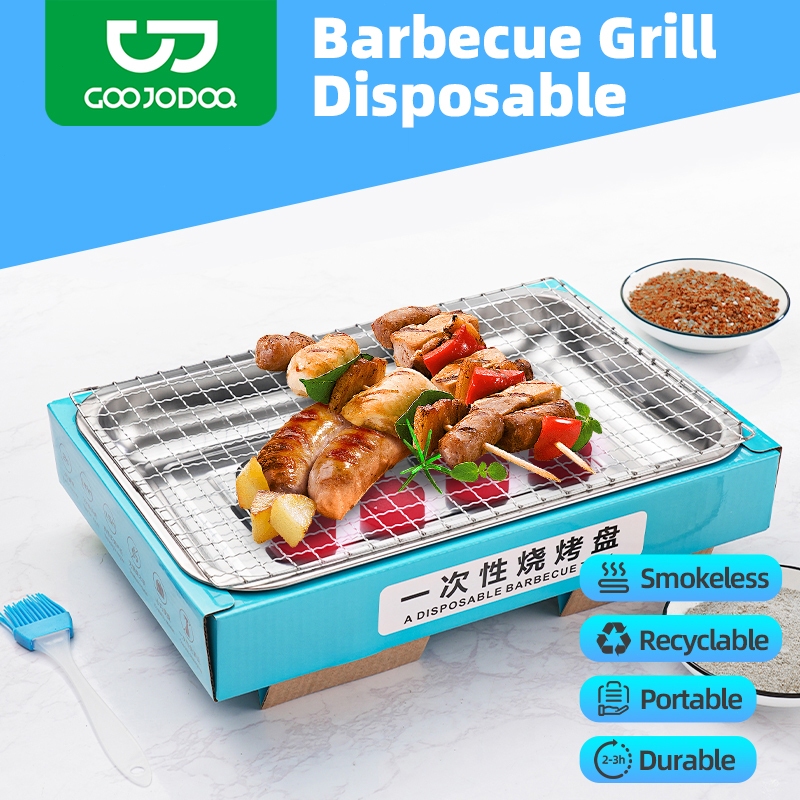 GOOJODOQ Disposable Barbeque BBQ Grill with Stand Portable and Foldable