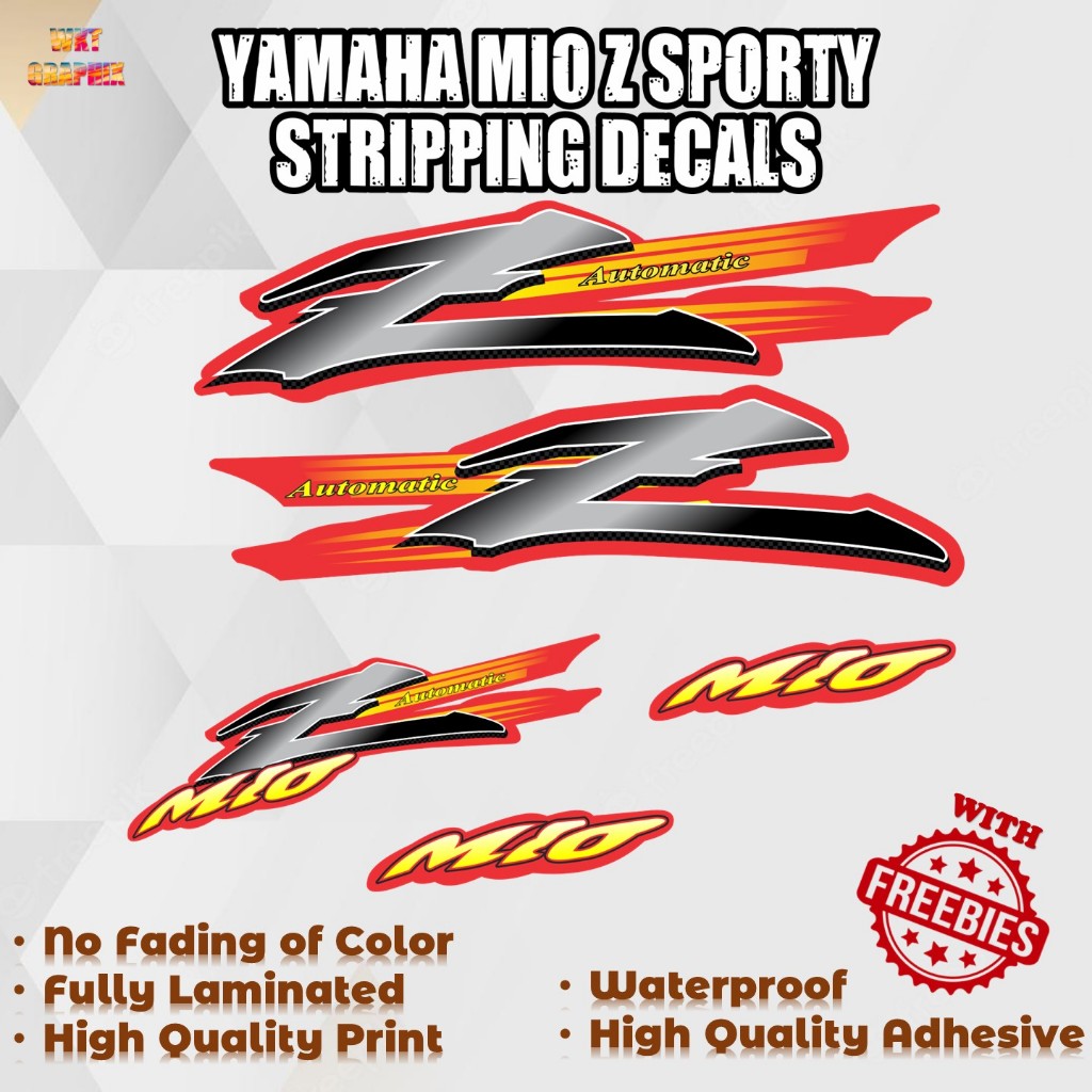YAMAHA MIO Z SPORTY STRIPPING DECALS (WATERPROOF, LAMINATED, FADE PROOF ...
