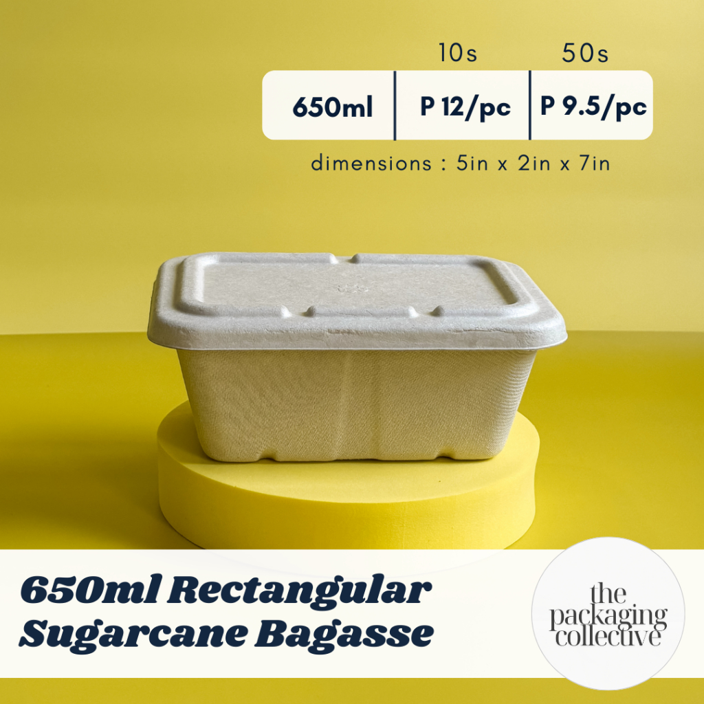 [10s, 50s] Sugarcane Bagasse Rectangular Box with lid - Food ...