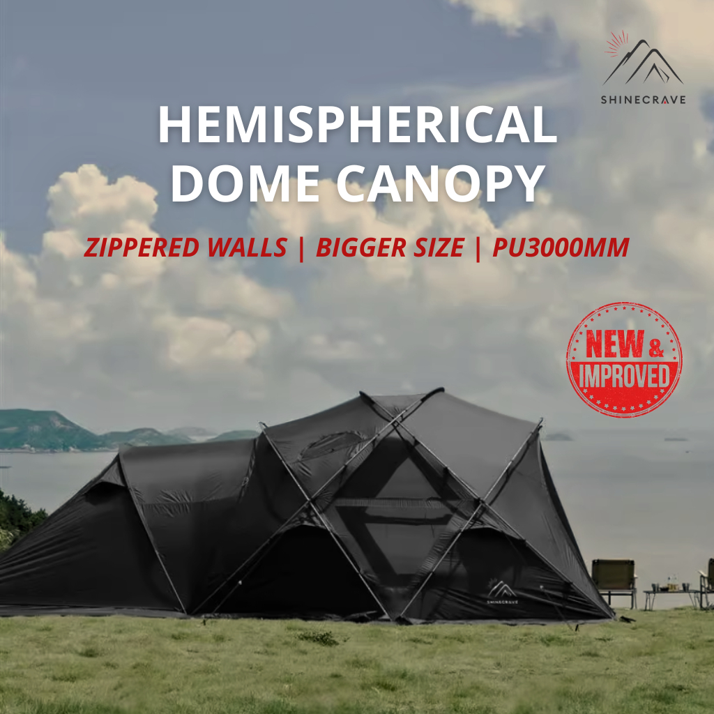 SHINECRAVE Hemispherical Dome Canopy Tent | NEW VERSION | Black Army ...
