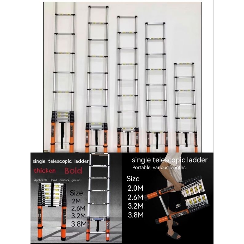 2M 2.6M 3.2M 3.8M—1PCS aluminum single telescopic ladder ladder ...