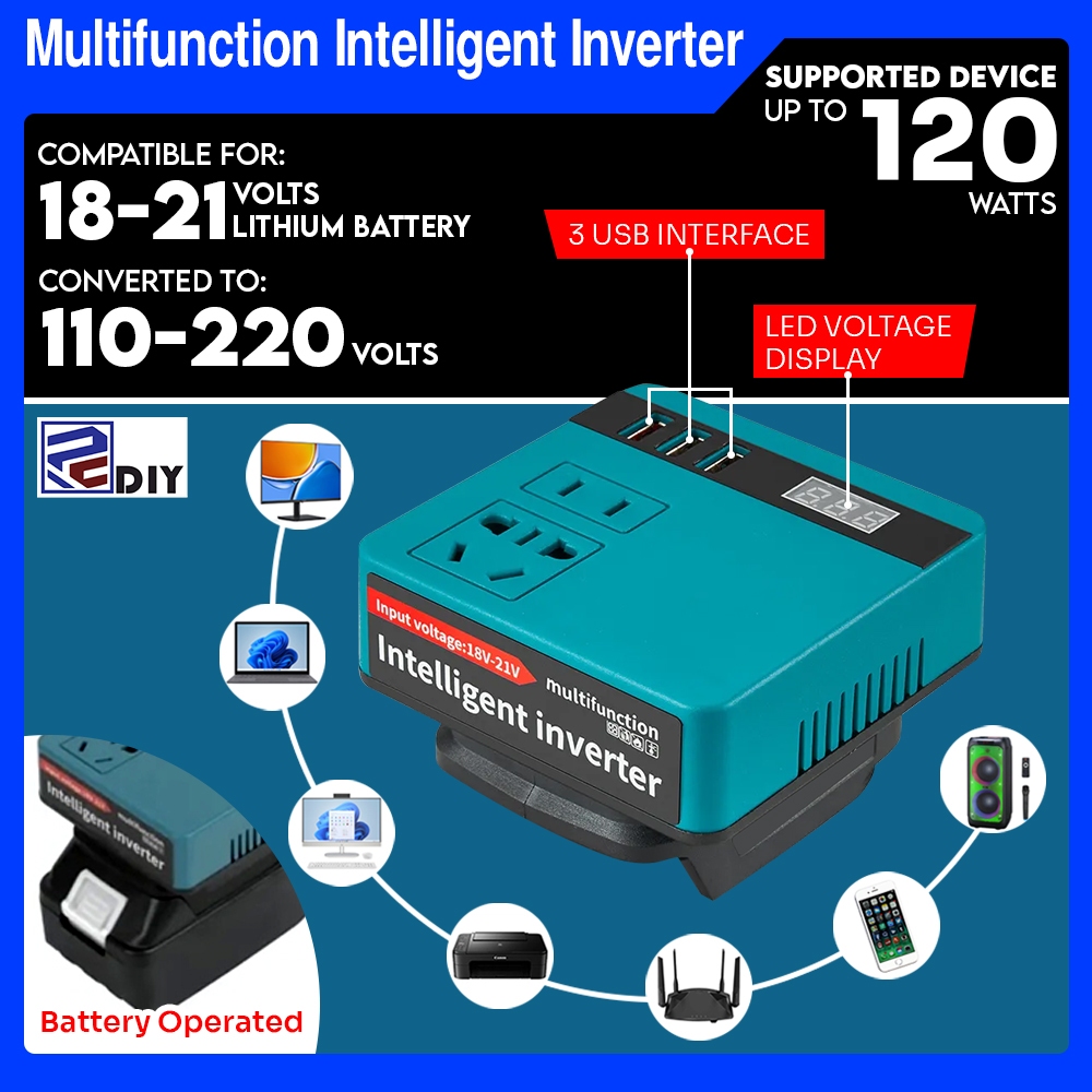 18V Portable Mini Intelligent Inverter Power Converter Power Station