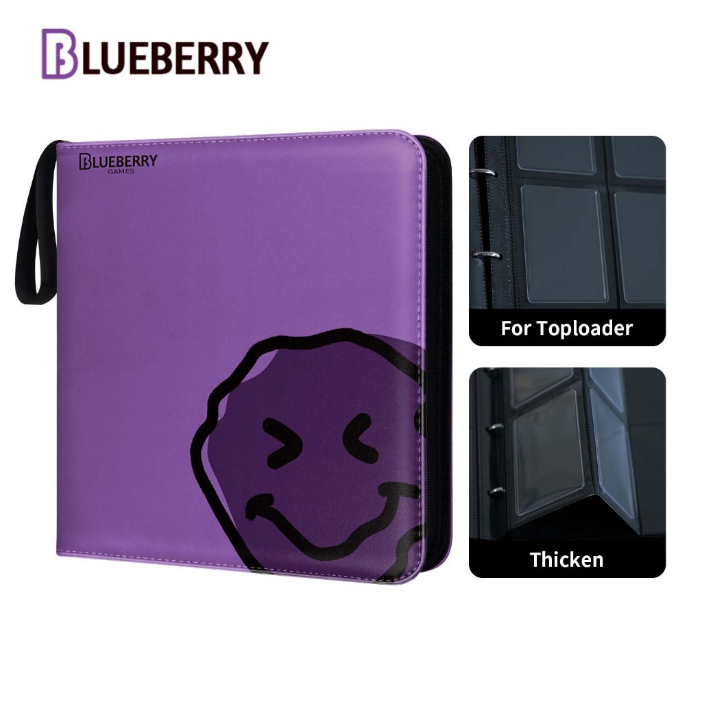Blueberry Toploader Binder Album Purple Zipper Binder with Sleeves