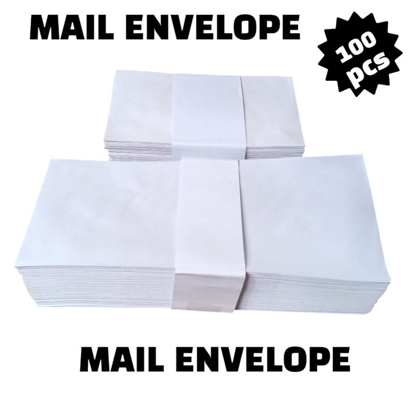 White Mail Envelope Long Short Letter Envelope 100pcs in 1pack Shopee