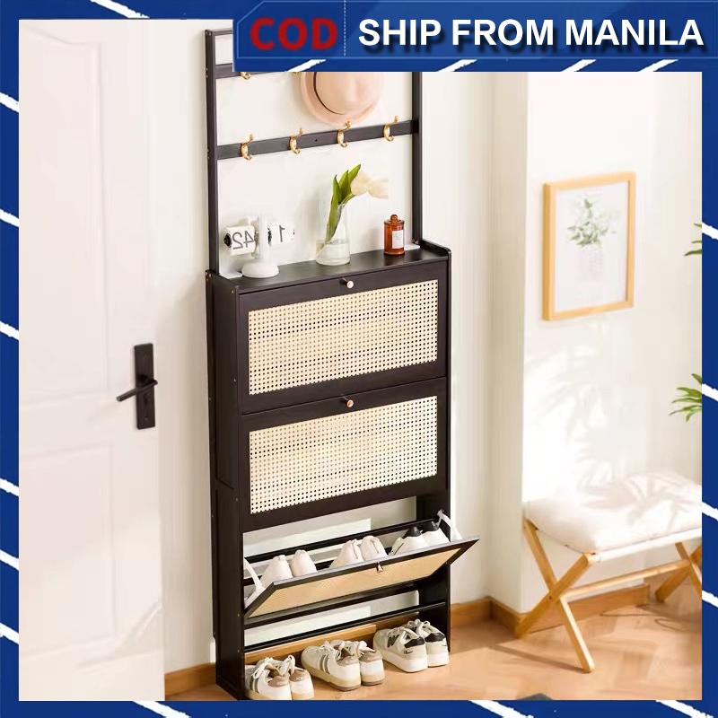 Imitation rattan shoe cabinet household simple shoe rack storage multi ...