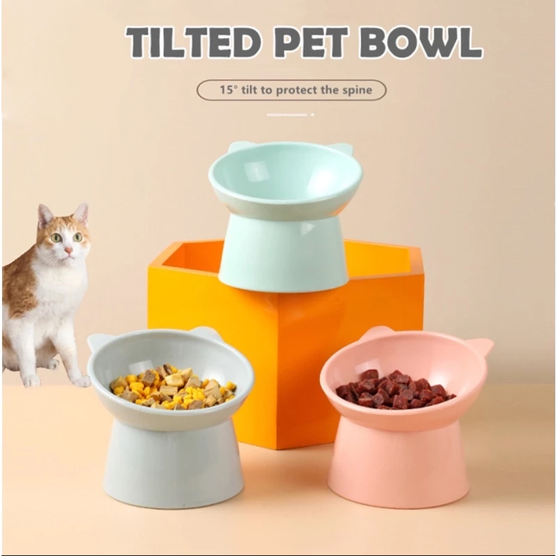 Pet Dog Bowl Raised Cat Bowls Tilted Elevated Food Water Bowls Anti