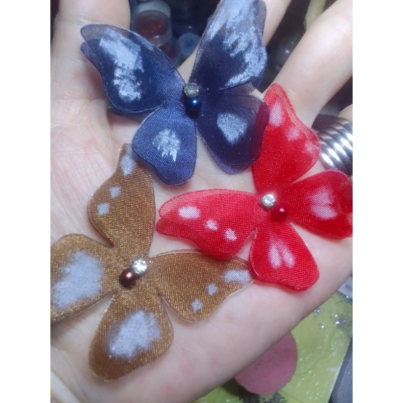 "Snow Drops" 10 PC's 3D Organza Butterfly appliques, patches for gowns