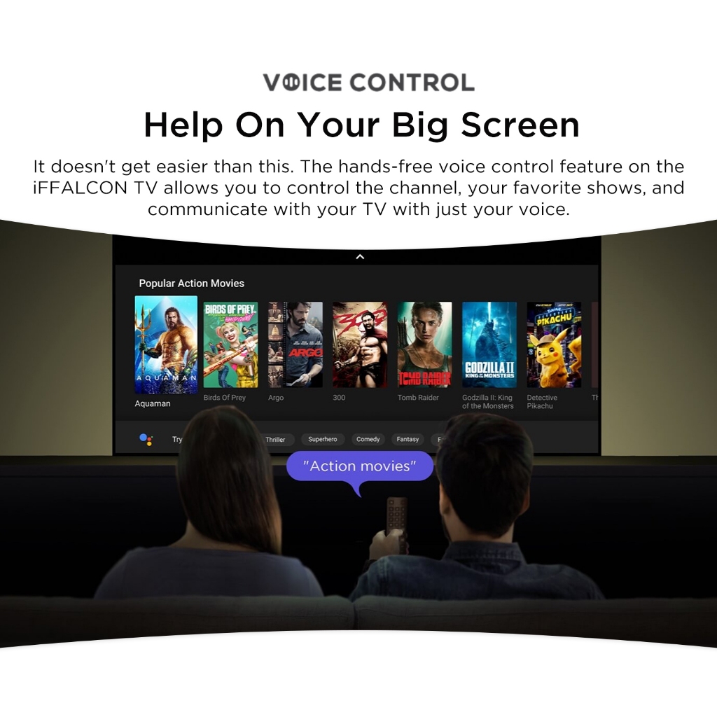 iFFALCON 50 Inch 4K HDR Google TV - 50U62 (HDR, Voice Control, Micro ...