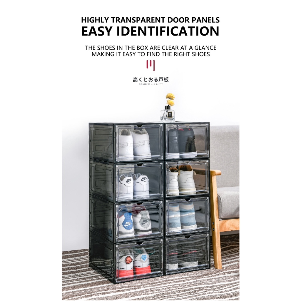 JMLFIE shoe rack organizer Magnetic transparent sneaker shoes shoe box ...