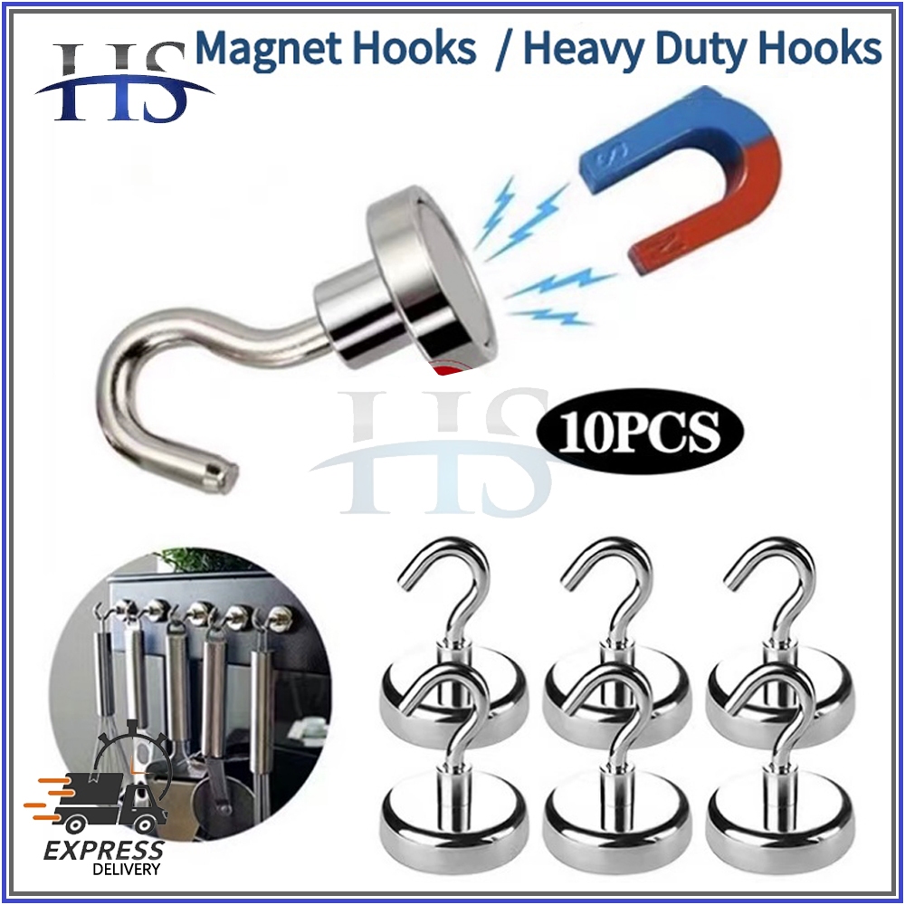 10PCS Magnet Hooks Magnetic Neodymium Heavy Duty Hooks | Shopee Philippines