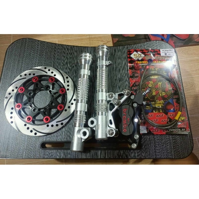 CLICK 125/150 BEAT 4POT CALIPER+DISC 220MM+FRONT SHOCK+HOSE SET ...