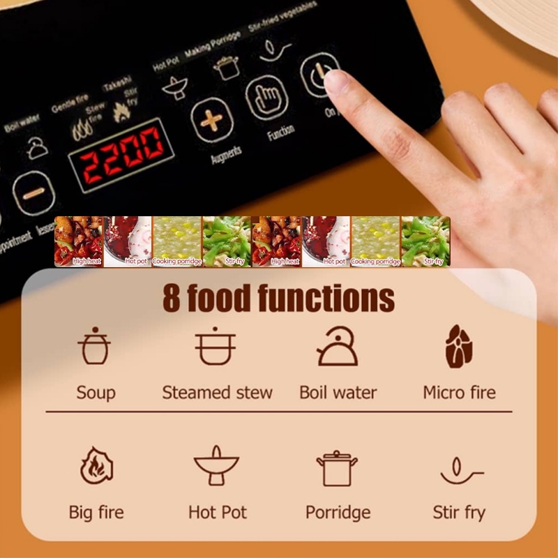 Smart Touch Induction Inverter Cooker 2200W Firepower 8 Food Functions ...