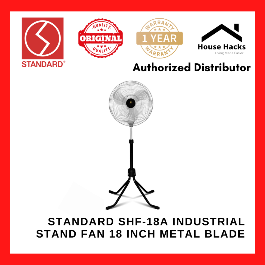 Standard SHF18A Industrial Stand Fan 18 inch Metal Blade (House Hacks