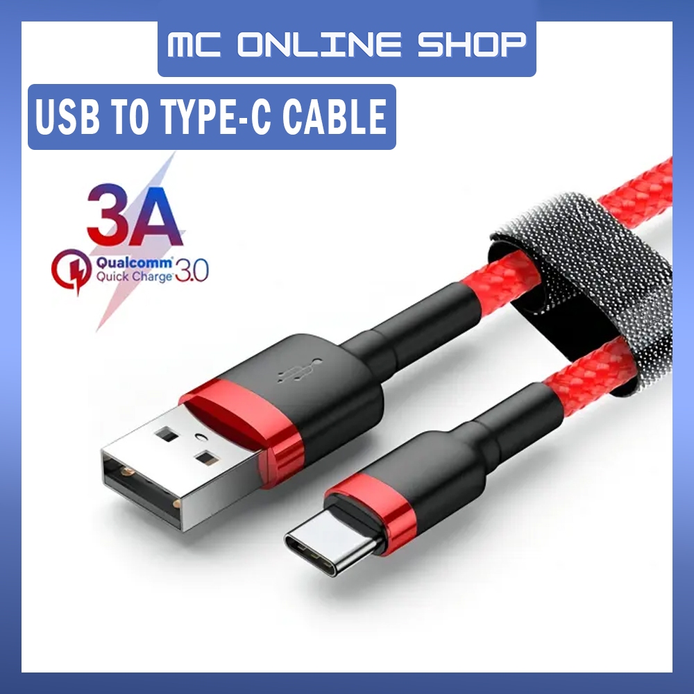 USB to Type-C Cable Cord 1m 1 Meter 3A Fast Charging Data For Mobile ...