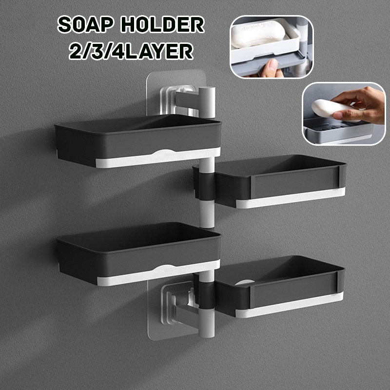 Rotating Soap Box Rack Thickened Wall Hanging Drain Bathroom Soap ...