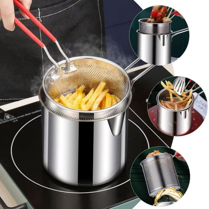 Stainless Steel Small Deep Fryer Pot With Strainer Multifunctional ...