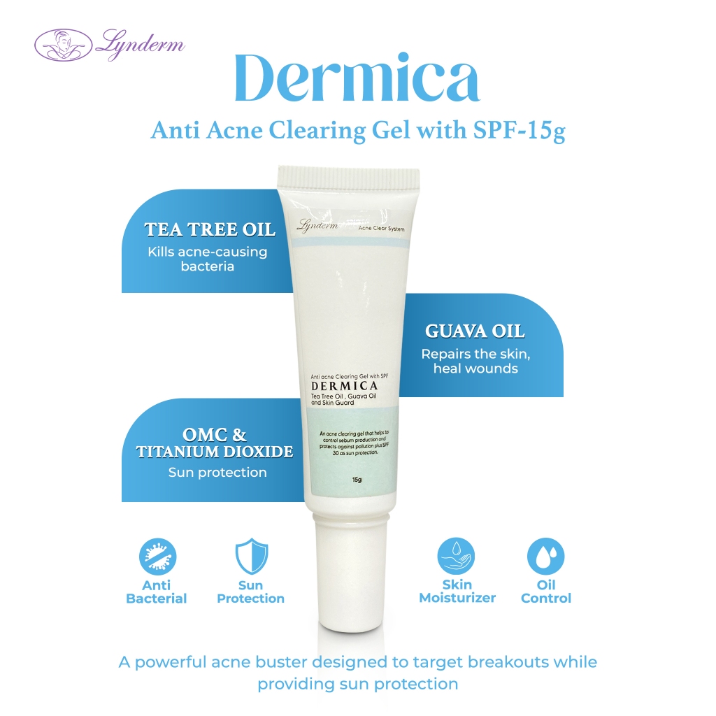 LYNDERM DERMICA - ANTI ACNE CLEARING GEL with SPF 15g | Shopee Philippines