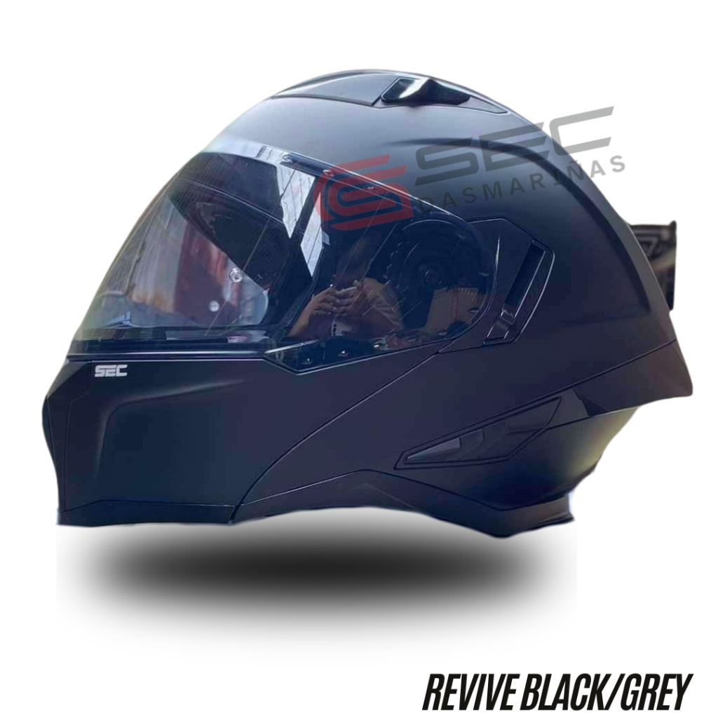 SEC Revive Black Grey Modular Helmet | Shopee Philippines