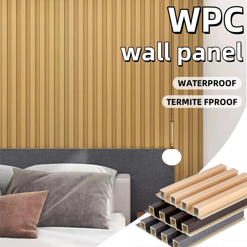 WPC Fluted Wall Panel home wall decor Solid Wood Wallpaper Sticker