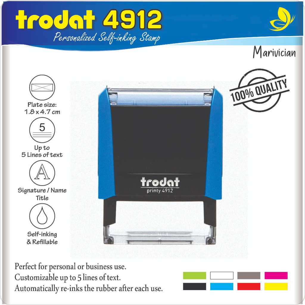 TRODAT 4912 | 18X47 mm Printy Self-inking Personalized Stamp with ...