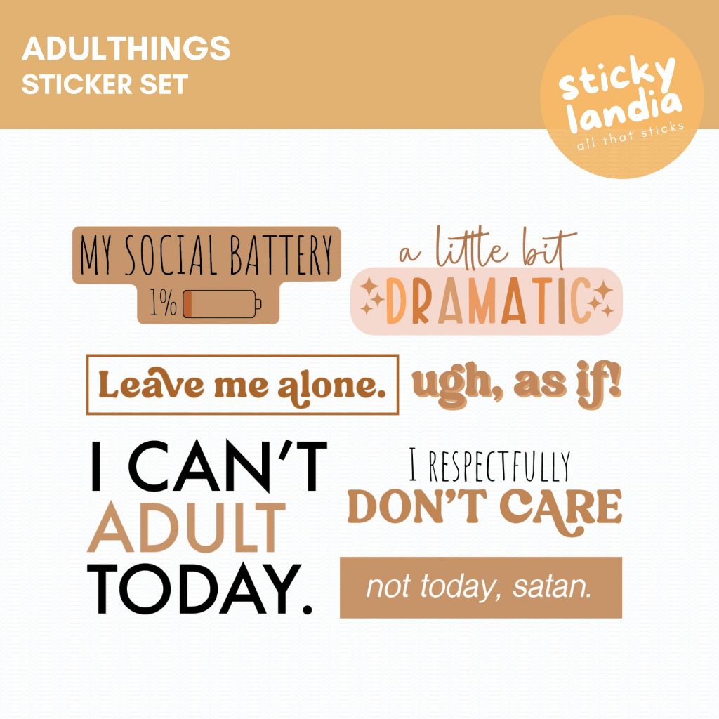 Adulting Witty Funny Vinyl Sticker Set | For Laptop Tumbler Phone ...