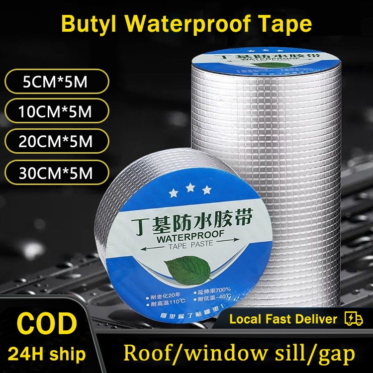 5Meter Aluminum Foil Butyl Waterproof Tape high Temperature Resistance