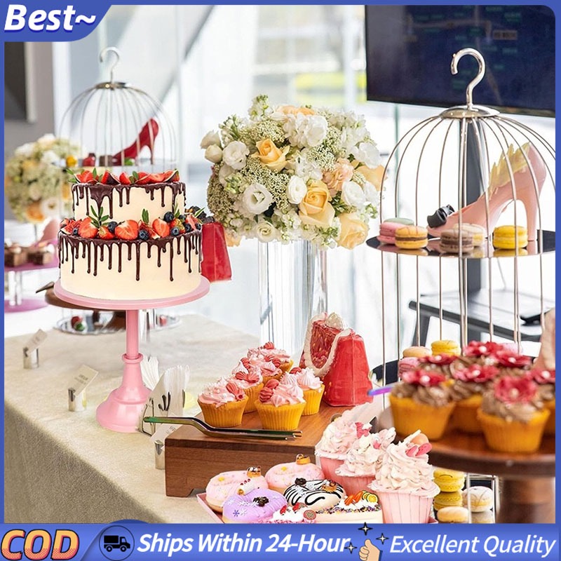3PCS High Quality Metal Iron Cake Stand Round Pedestal Dessert Display ...