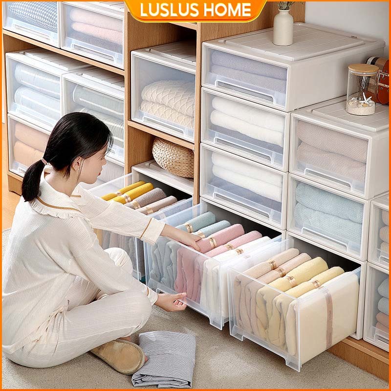 LUS Storage Box Drawer Plastic Stackable Organizer Drawer Baby