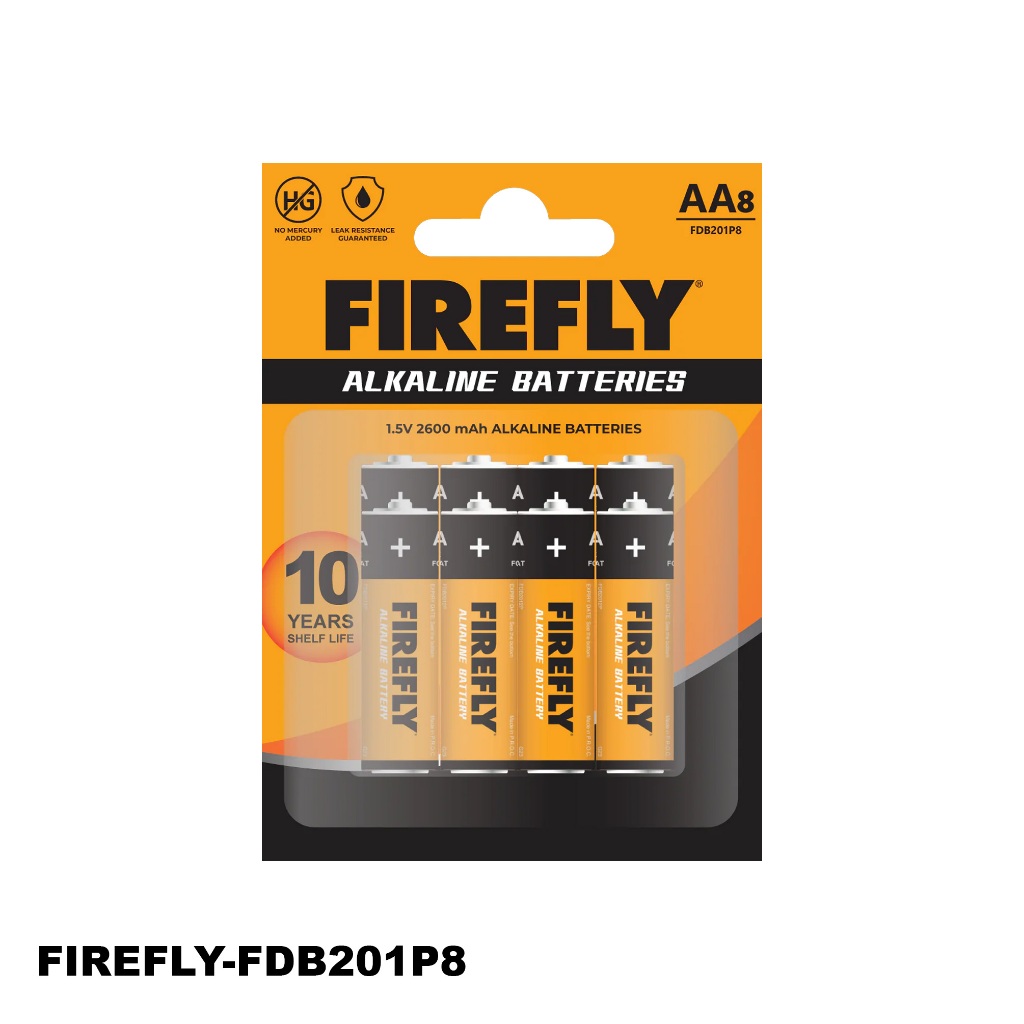 Firefly Alkaline Batteries 1.5V 2600mAh AA Non-Rechargeable Leak ...
