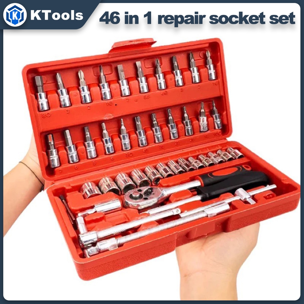 KTools 46pcs Socket Ratchet Car Motor Repair Professional Tool Kit Head ...