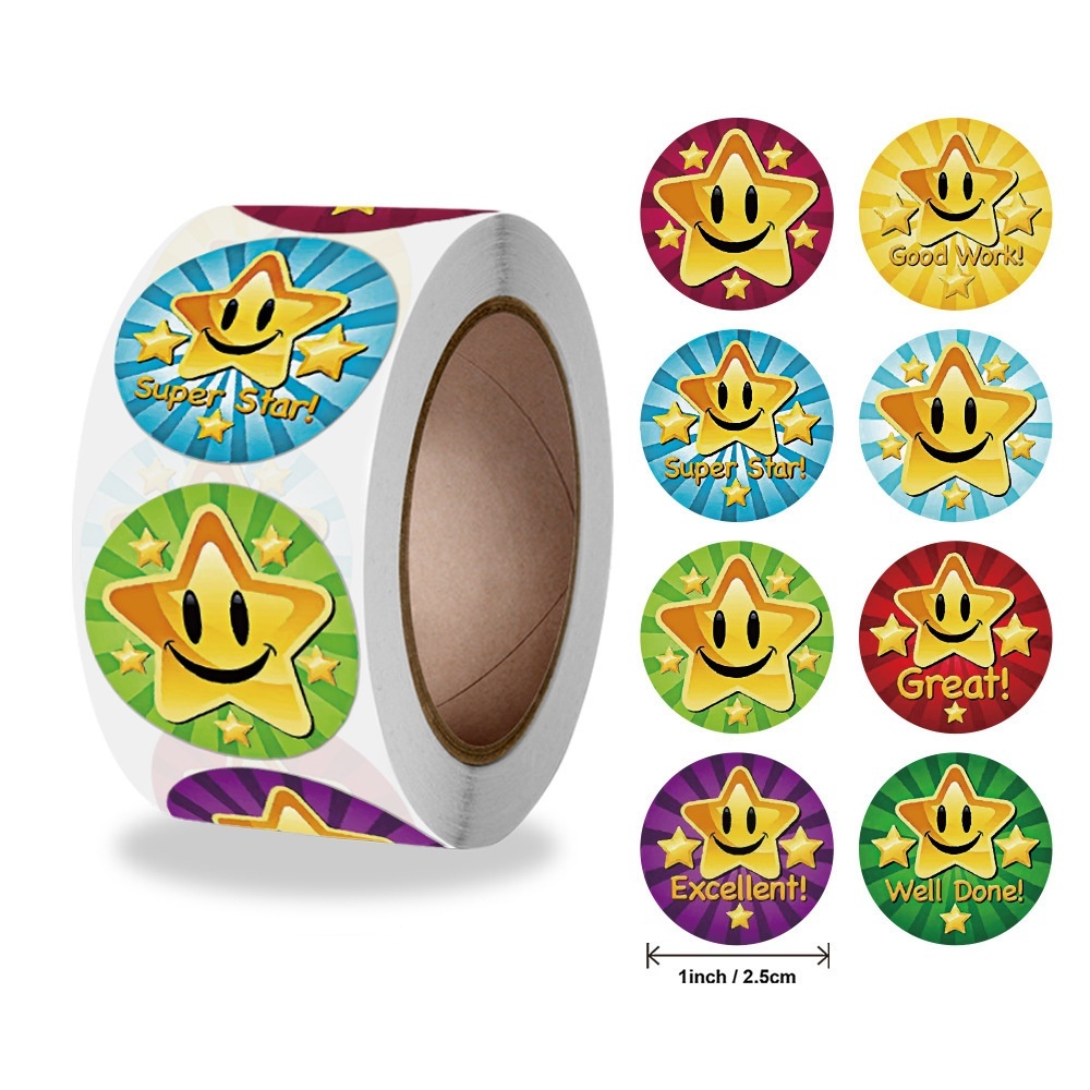 500pcs/roll round shape emoticon toys stickers teacher children reward ...