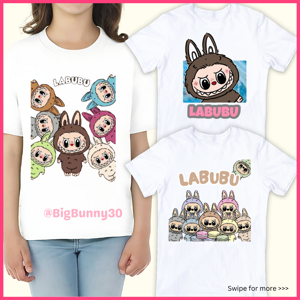 LABUBU SUBLIMATION White T-shirt for Kids and Adults | Shopee Philippines